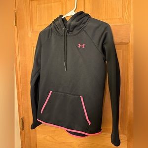 Under Armour Women's Essential Fleece Hoodie Size SM black with pink accents